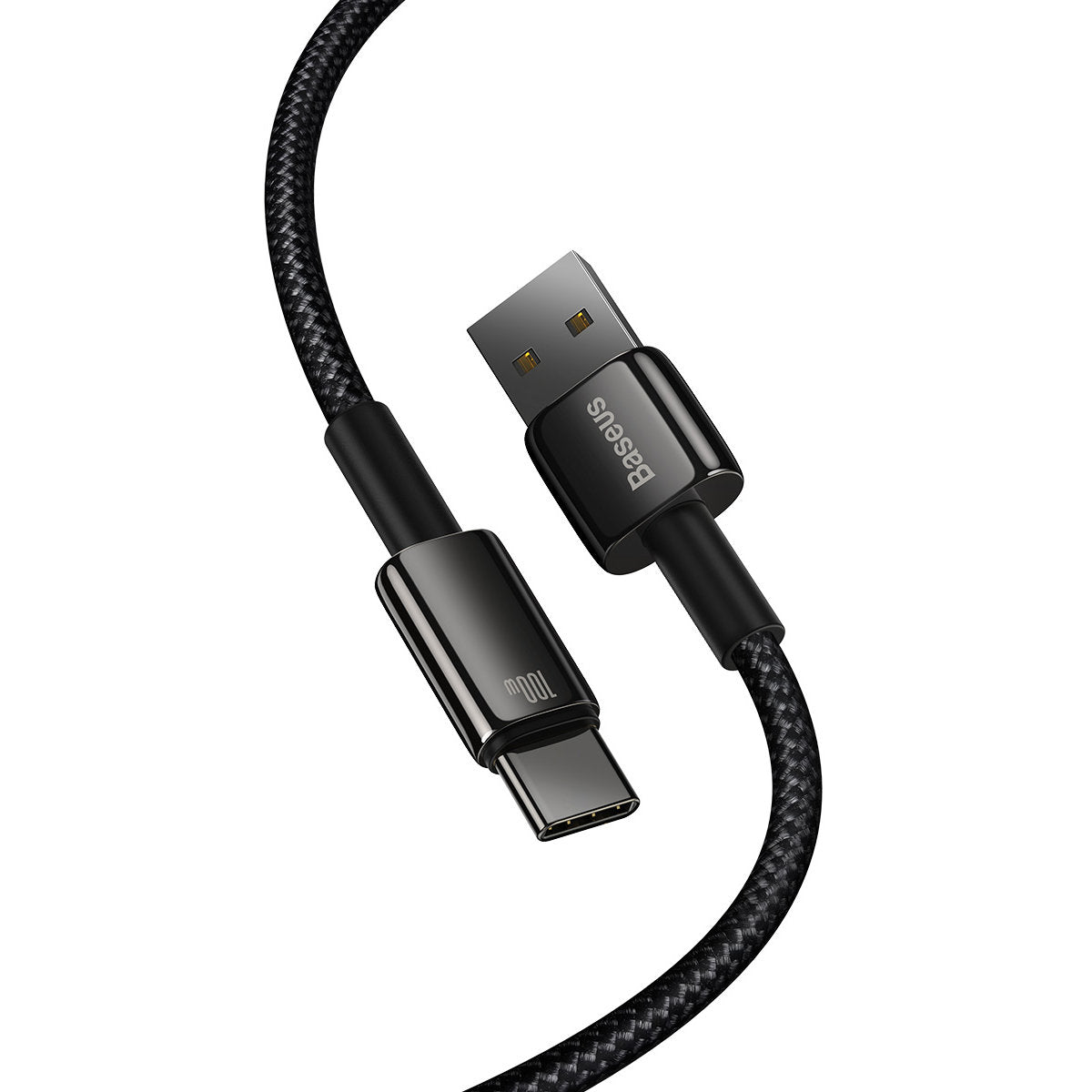 USB-A til USB-C Baseus Tungsten Gold, 100W, 2m, Sort CAWJ00010101