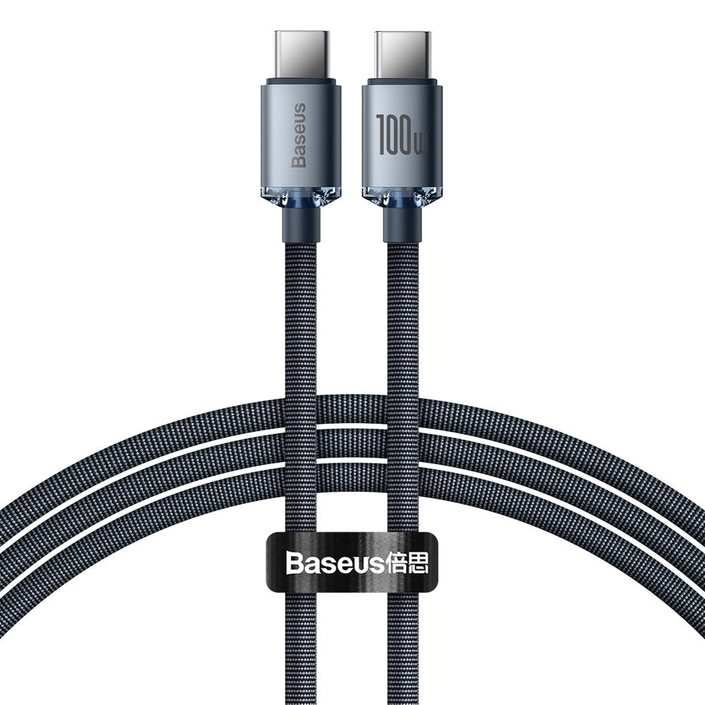 USB-C data- og opladningskabel - USB-C Baseus Crystal Shine Series, 100W, 2m, sort CAJY000701