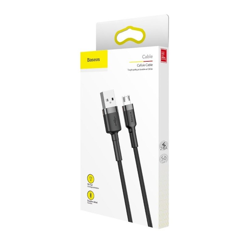 Data- og opladningskabel USB-A - microUSB Baseus Cafule, 18W, 0.5m, Grå CAMKLF-AG1