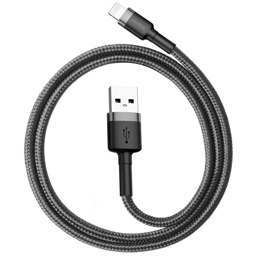 Data- og opladningskabel USB-A - Lightning Baseus Cafule, 18W, 0,5m, Grå CALKLF-AG1