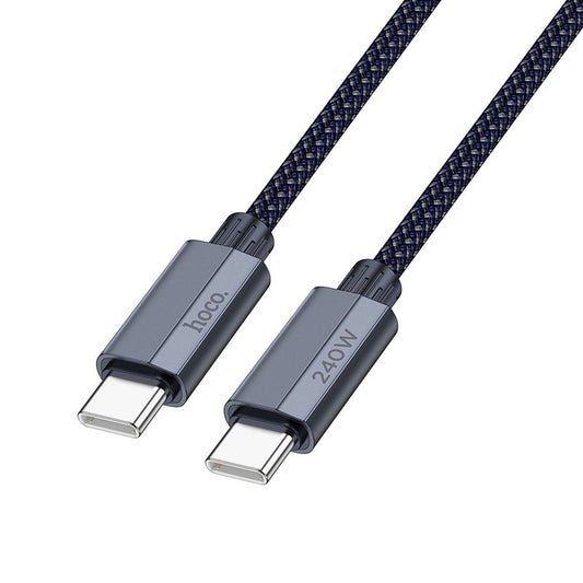 USB-C data- og opladningskabel - USB-C HOCO U134, 240W, 1,8m, grå, USB-C