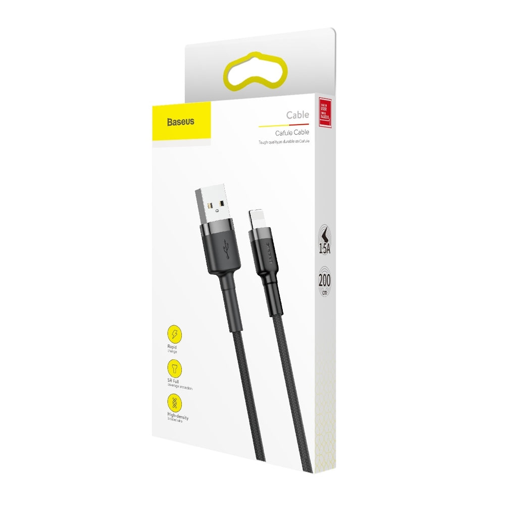 Data- og opladningskabel USB-A - Lightning Baseus Cafule, 18W, 2m, Grå CALKLF-CG1