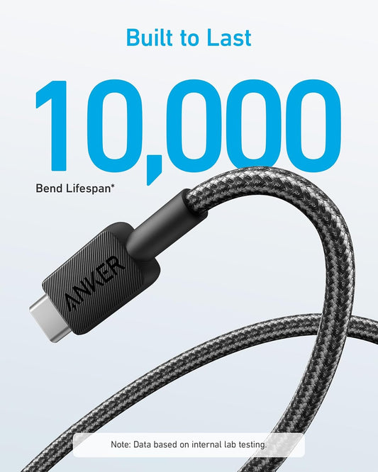 USB-A to USB-C Data and Charging Cable Anker 322, 18W, 0.9m, Black A81H5G11