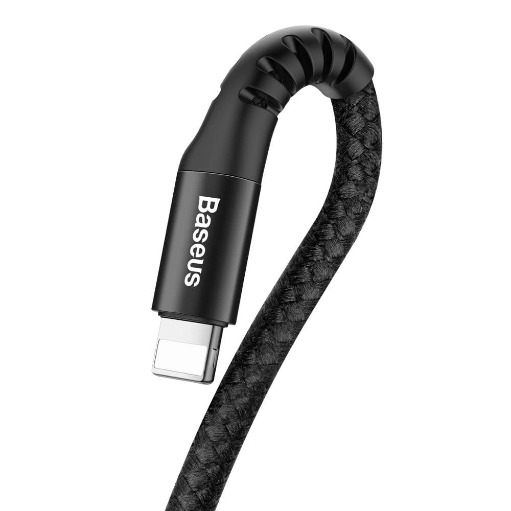 Data- og opladningskabel USB-A - Lightning Baseus Fish Eye Spring, 18W, 1m, sort CALSR-01 CALSR-01