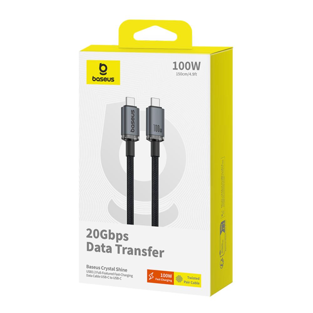 Data- og opladningskabel USB-C - USB-C Baseus Crystal Shine Series, 100W, 1,5m, Sort P10318204111-00