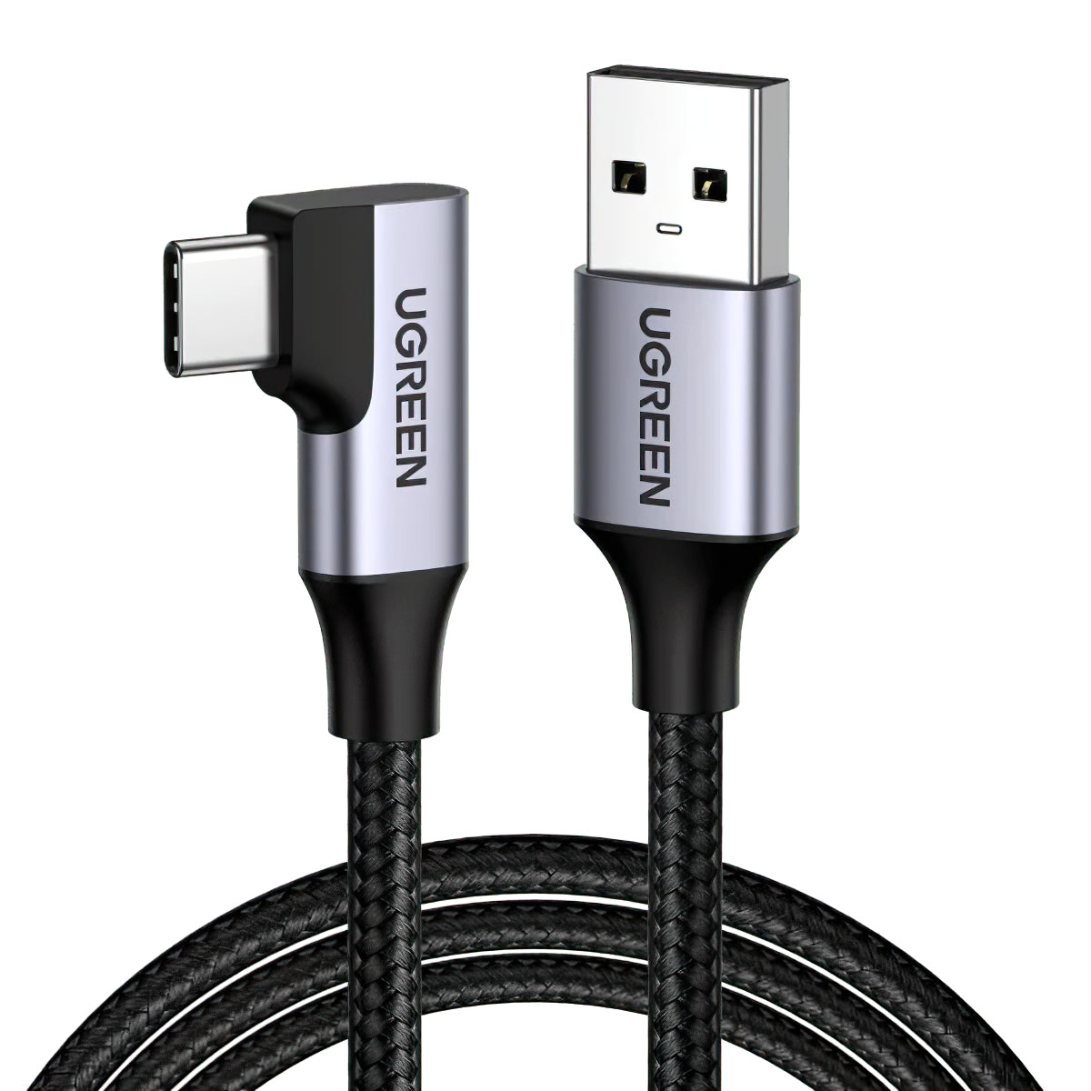 Data- og opladningskabel USB-A - USB-C UGREEN US385 Vinklet, 60W, 1m, grå