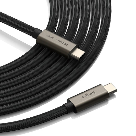 USB-C data- og opladningskabel - USB-C Ringke 2X2, 240W, 1m, Sort