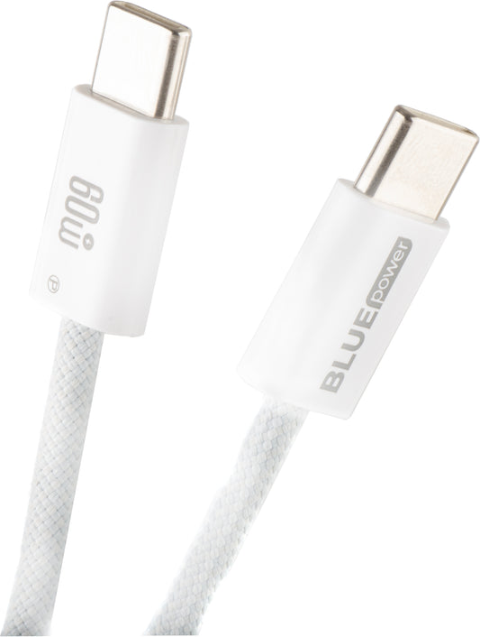 USB-C Data og Opladningskabel - USB-C Blue Power NB-Q273, 60W, 1m, Hvid