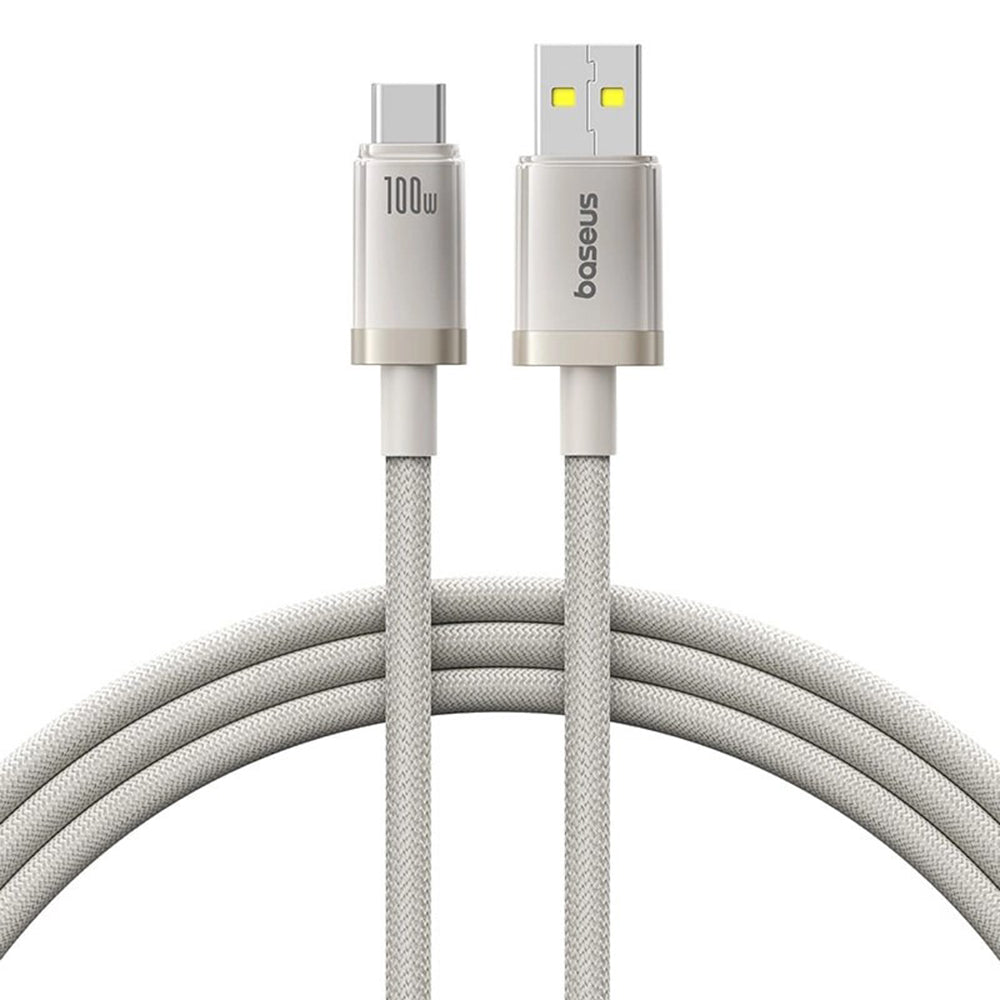 Data- og opladningskabel USB-A - USB-C Baseus Titanium, 100W, 2m, Sølv P10378102G21-02