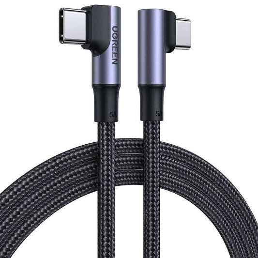 USB-C Data- og Opladningskabel - USB-C UGREEN US335 Angled, 100W, 2m, Sort