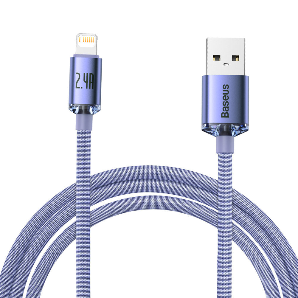 Data- og opladningskabel USB-A - Lightning Baseus Crystal Shine Series, 18W, 2m, Lilla CAJY000105