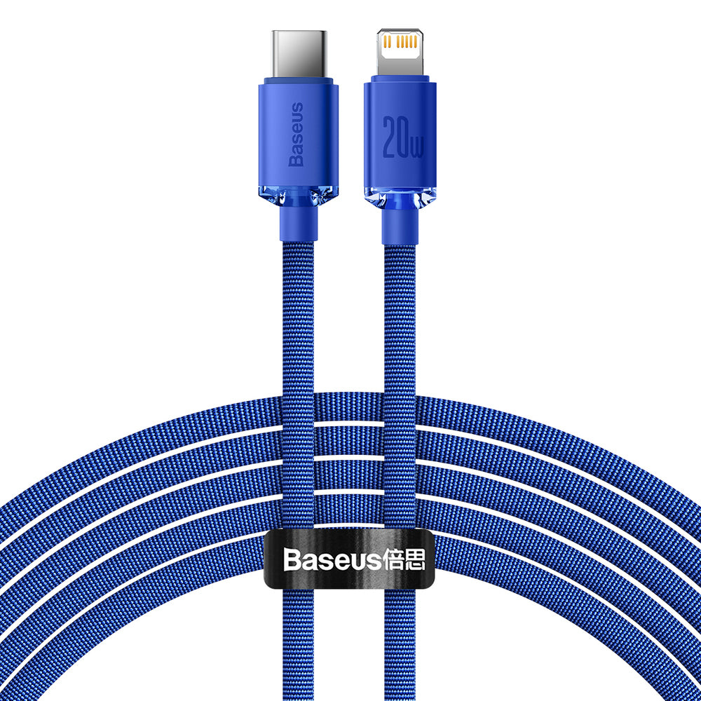 Data- og opladningskabel USB-C - Lightning Baseus Crystal Shine Series, 20W, 1.2m, Blå CAJY000203