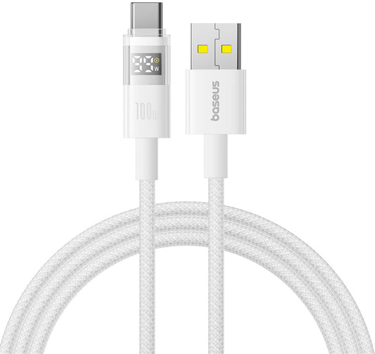 Data- og opladningskabel USB-A - USB-C Baseus Display 2, 100W, 1m, Hvid P10382701211-00