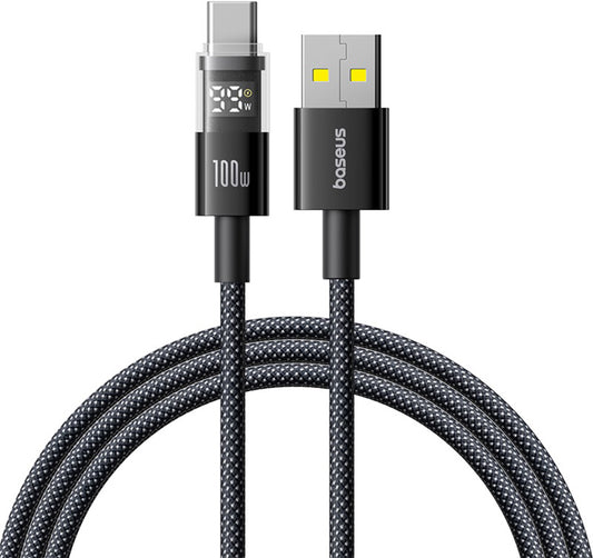 Data- og opladningskabel USB-A - USB-C Baseus Display 2, 100W, 1m, Sort P10382701121-00