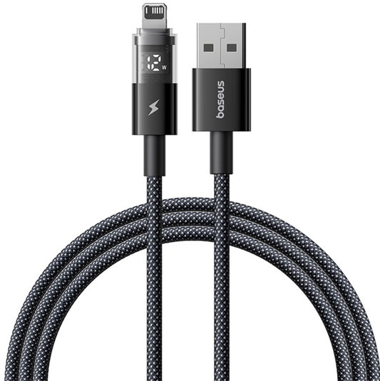 Data- og opladningskabel USB-A - Lightning Baseus Display 2, 18W, 1m, Sort P10382700121-00