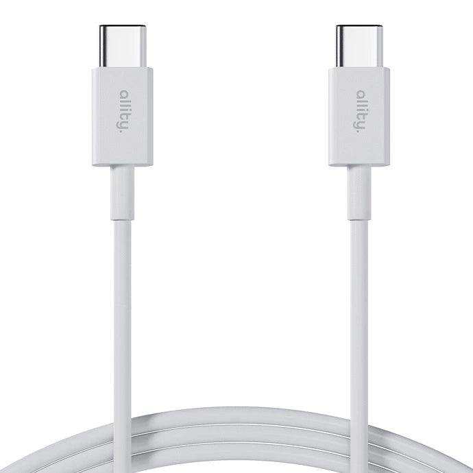 Data- og opladningskabel USB-C - USB-C Allity. AUC-03, 100W, 2m, Hvid