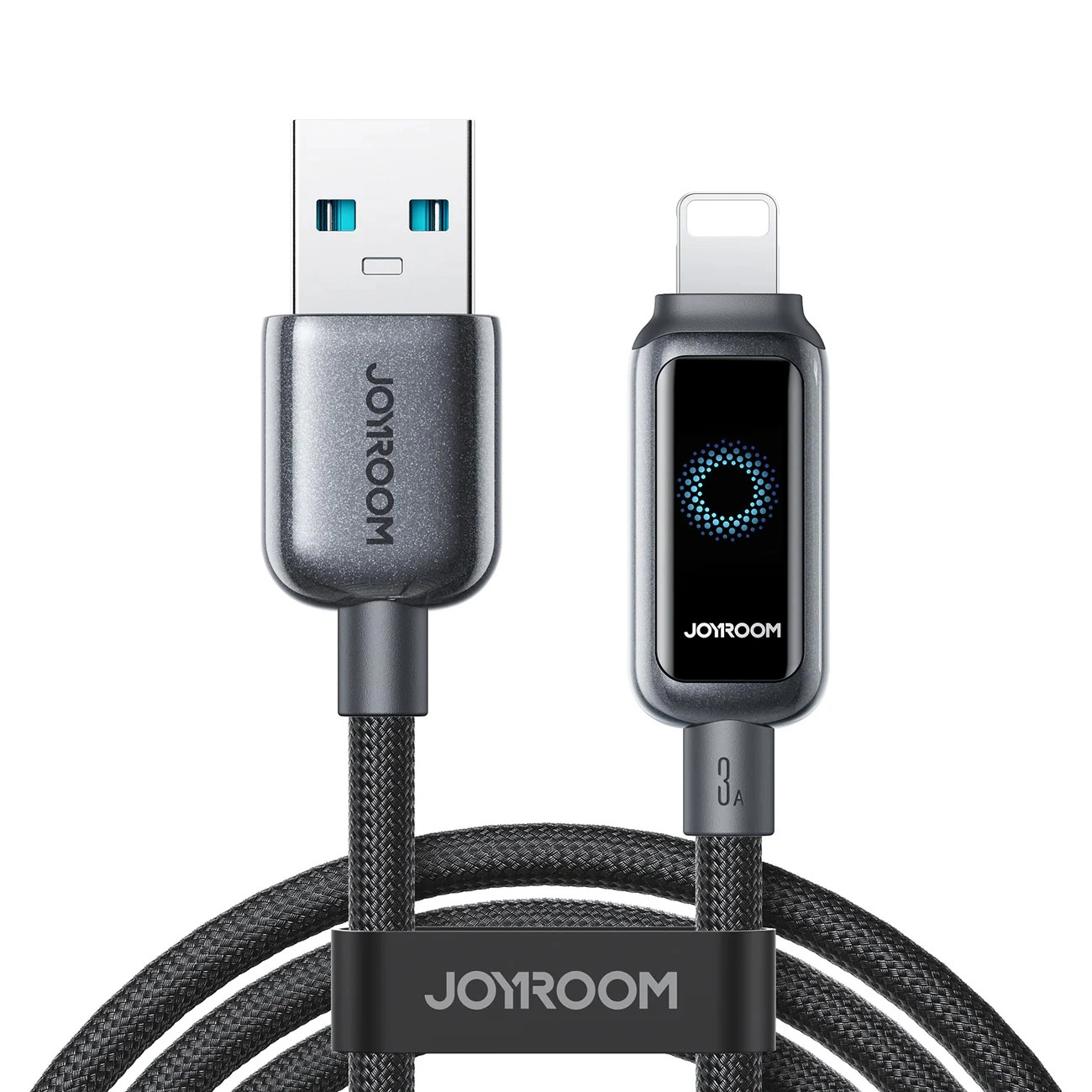 Data- og opladningskabel USB-A - Lightning Joyroom S-A55 StarFlight Display, 18W, 1,2 m, Sort