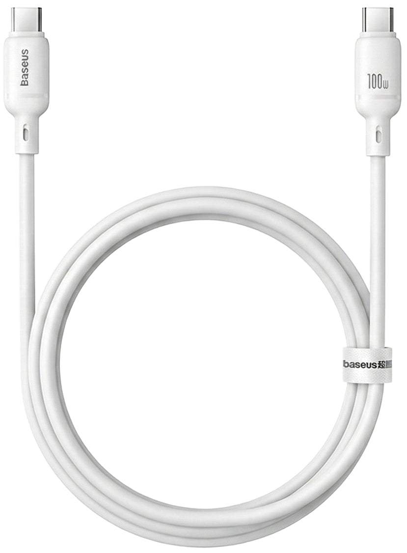 USB-C - USB-C Baseus Silky data- og opladningskabel, 100W, 1m, Hvid P10377704213-00