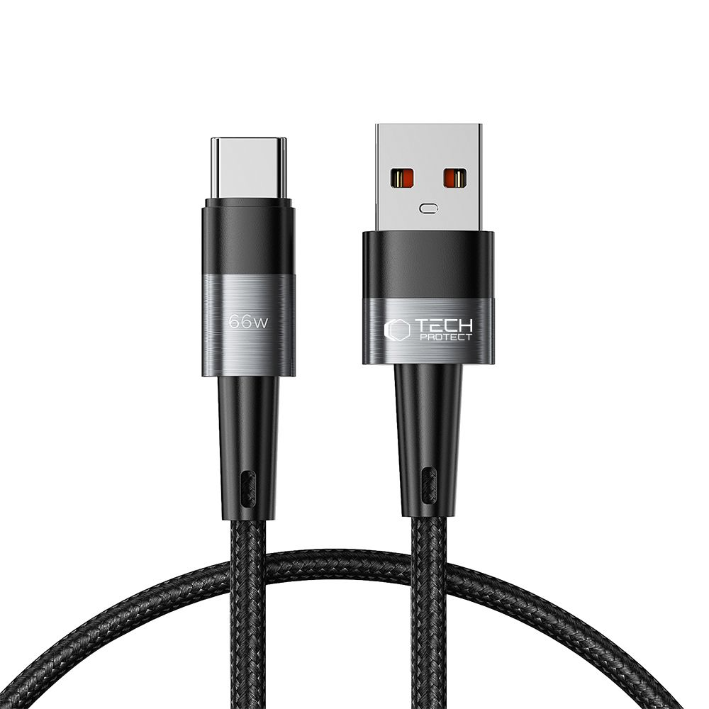 USB-A til USB-C data- og opladningskabel Tech-Protect Ultraboost, 66W, 0,5m, grå