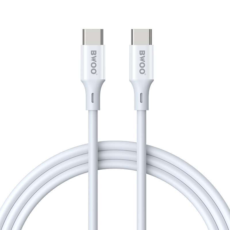 USB-C Data- og Opladningskabel - USB-C BWOO BO-X283CC-2M, 60W, 2m, Hvid