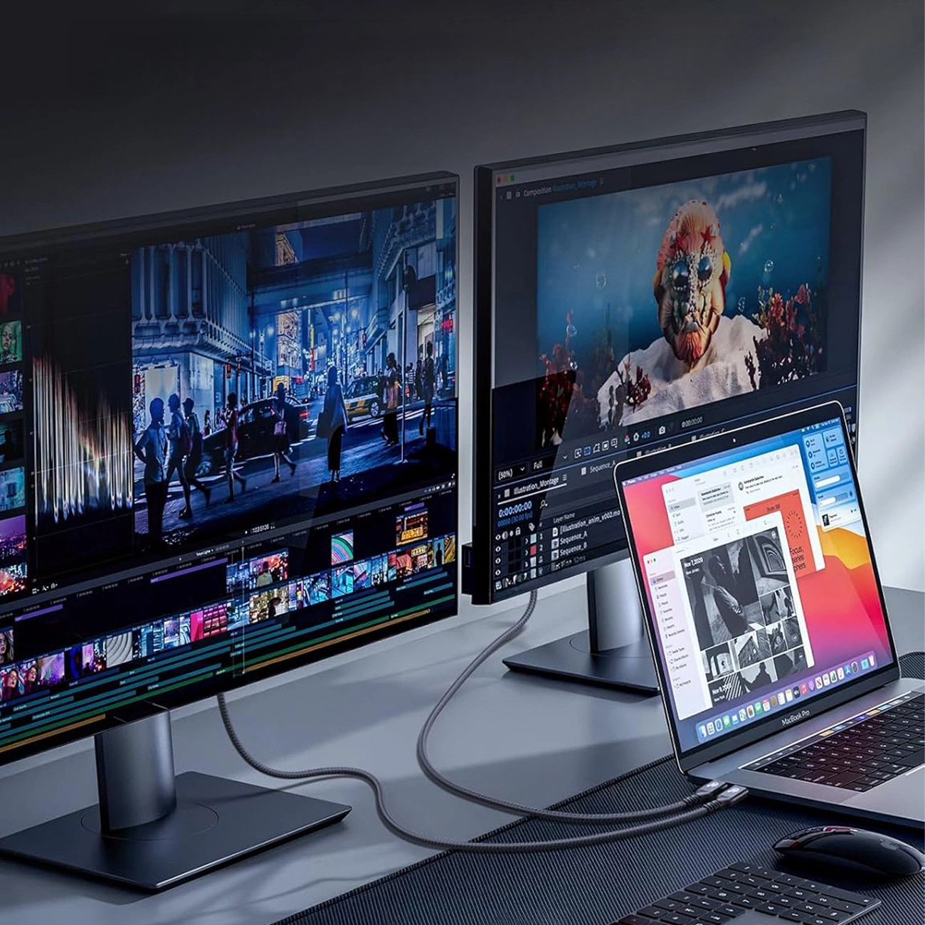 USB-C Data- og Opladningskabel - USB-C WZK WPS-UY42S, 240W, 2m, Sort