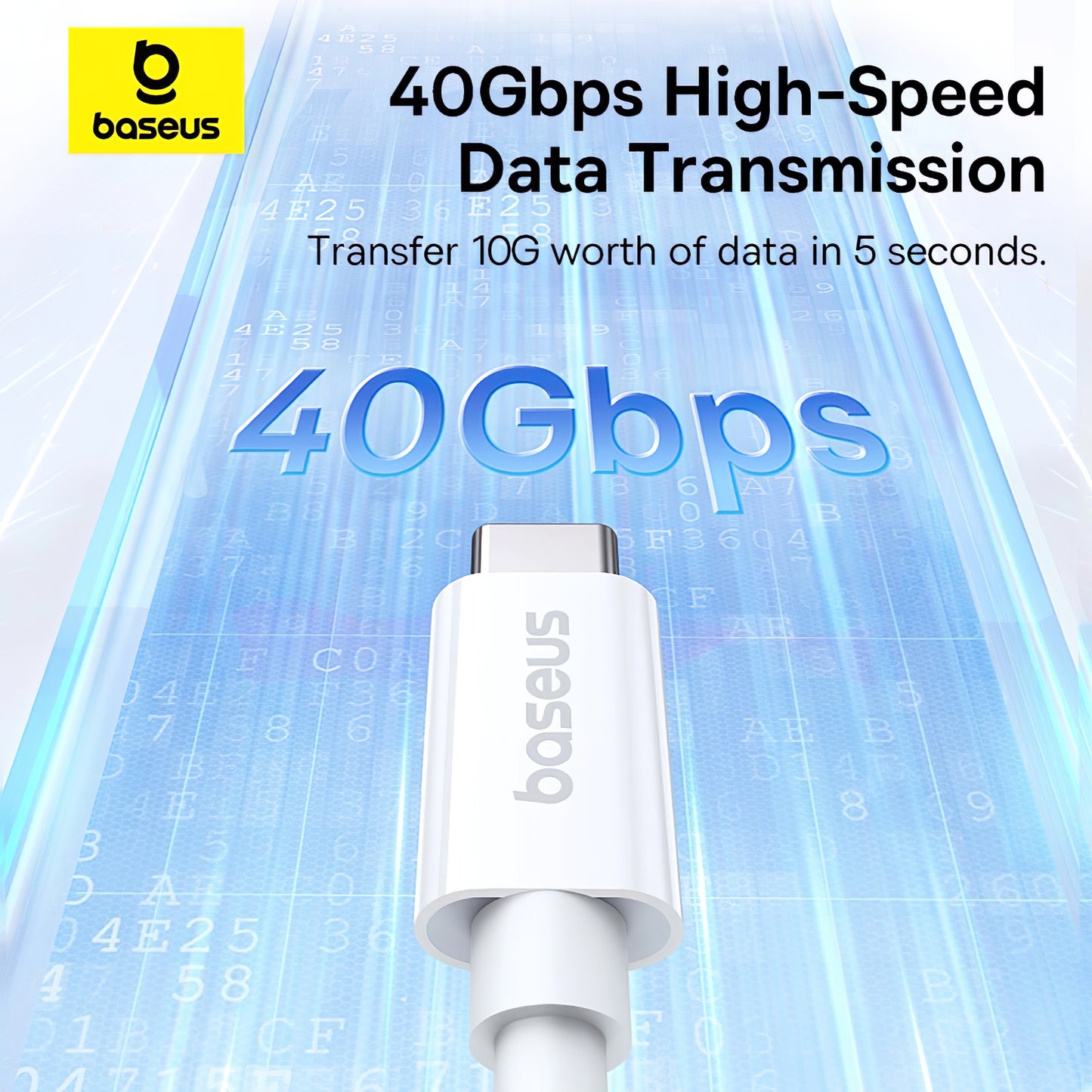 USB-C data- og opladningskabel - USB-C Baseus Superior Series 2, 240W, 1m, hvid P10365200211-02