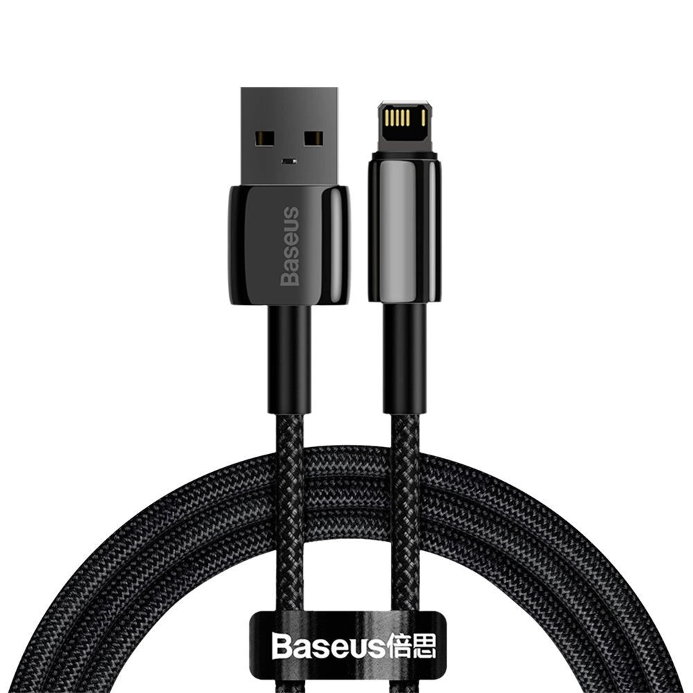 Data- og opladningskabel USB-A - Lightning Baseus Tungsten Gold, 20W, 1m, sort CALWJ-01