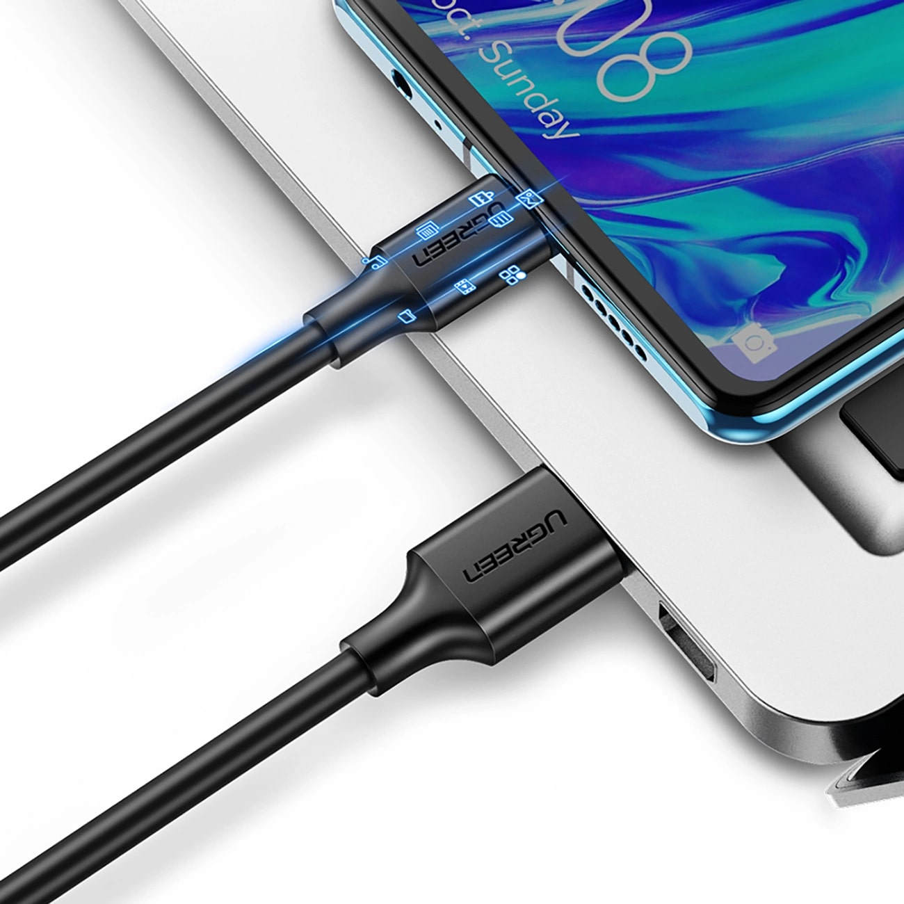 USB-A - USB-C UGREEN US184 data- og opladningskabel, 18W, 0.5m, Sort