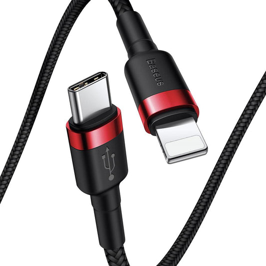 Data- og opladningskabel USB-C - Lightning Baseus Cafule, 18W, 1m, rød CATLKLF-91