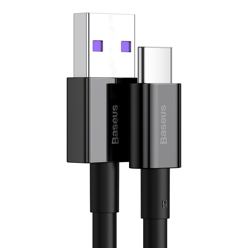Data- og opladningskabel USB-A - USB-C Baseus Superior Series, 66W, 1m, sort CATYS-01