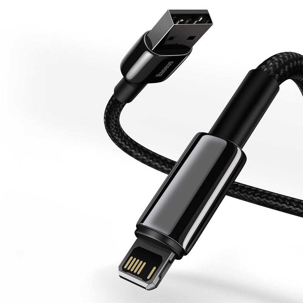 USB til Lightning Data- og Opladningskabel Baseus Tungsten Gold, 2m, 2.4A, Sort CALWJ-A01