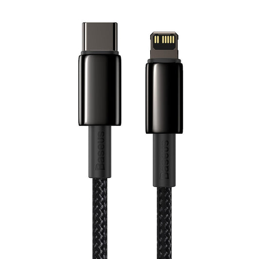 Data- og opladningskabel USB-C - Lightning Baseus Tungsten Tungsten Gold, 20W, 2m, sort CATLWWJ-A01