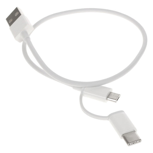 Data- og opladningskabel USB-A - microUSB / USB-C Xiaomi Mi 2in1, 18W, 0,3 m, hvid SJV4083TY