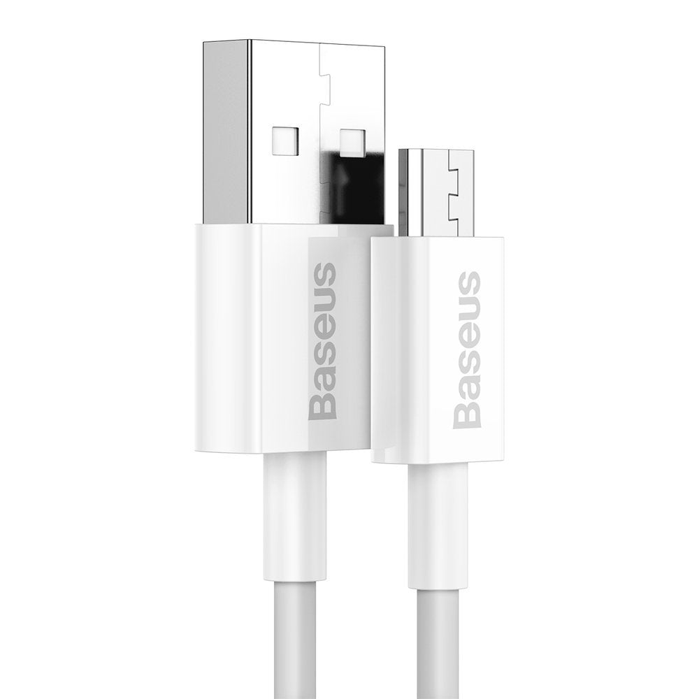 Data- og opladningskabel USB-A - microUSB Baseus Superior Series, 18W, 1m, hvid CAMYS-02
