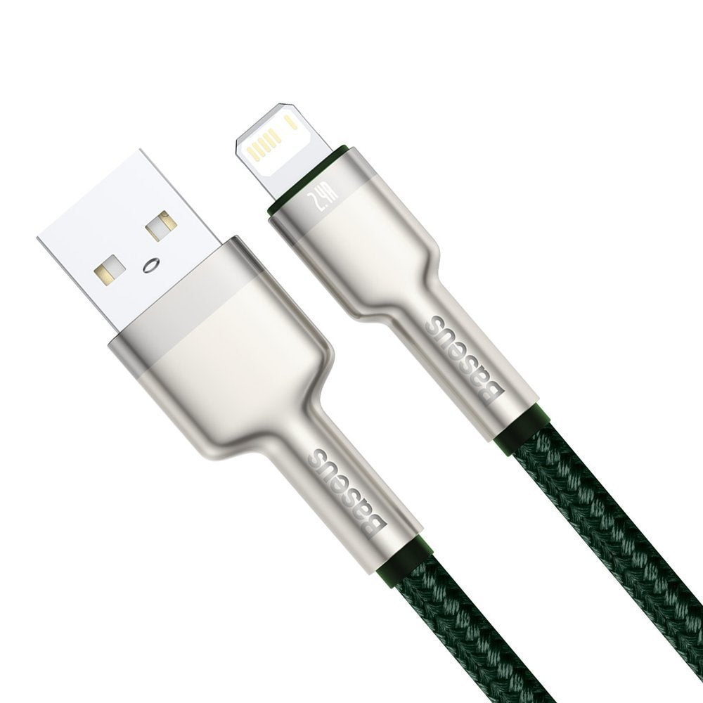 Data- og opladningskabel USB-A - Lightning Baseus Cafule Metal Series, 18W, 1m, Grøn CALJK-A06