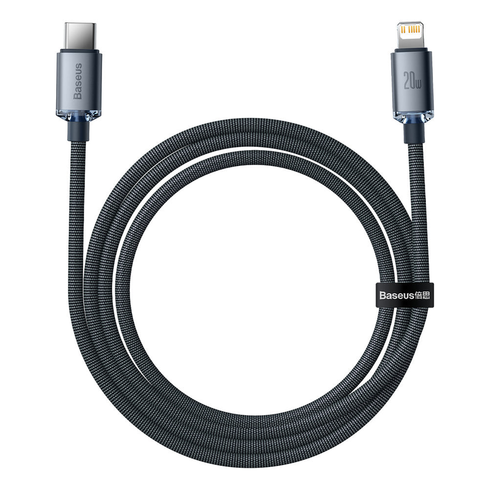 Data- og opladningskabel USB-C - Lightning Baseus Crystal Shine Series, 20W, 1.2m, Sort CAJY000201