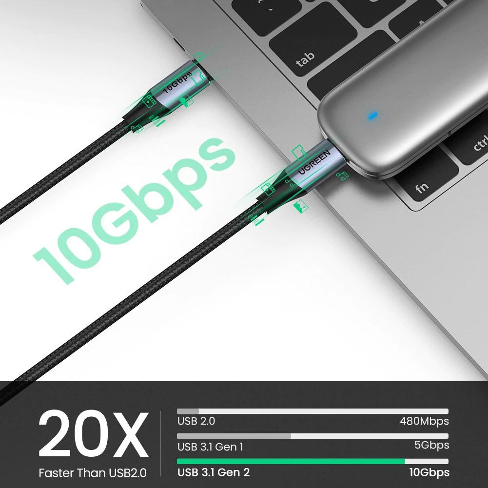 USB-C data- og opladningskabel - USB-C UGREEN US355, 100W, 1m, sort