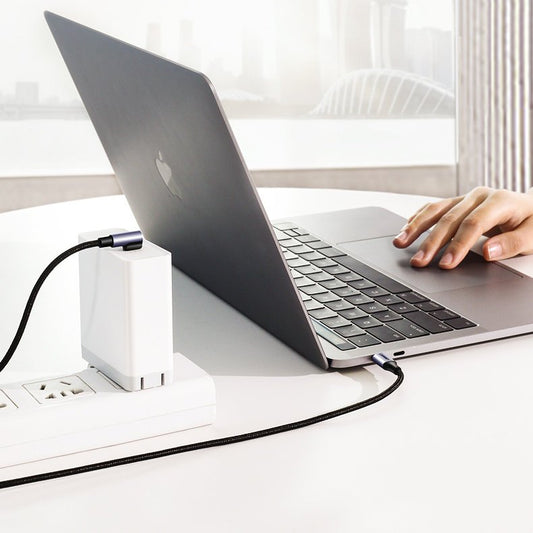 USB-C data- og opladningskabel - USB-C UGREEN US255 USB-C vinklet, 60W, 2m, grå