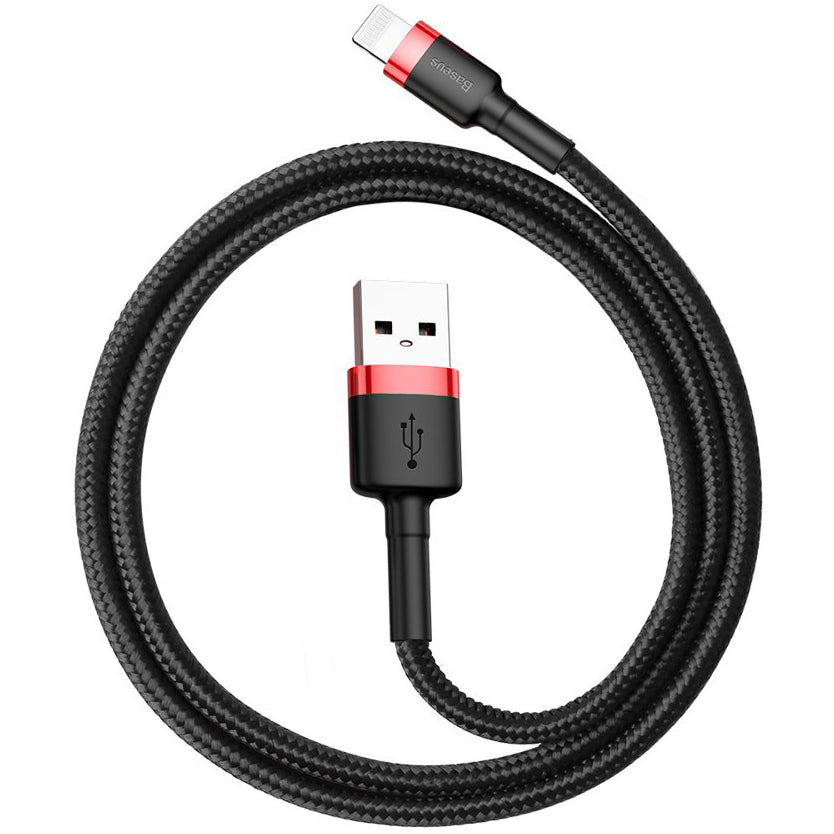 Data- og opladningskabel USB-A - Lightning Baseus Cafule, 18W, 0,5m, Rød CALKLF-A19