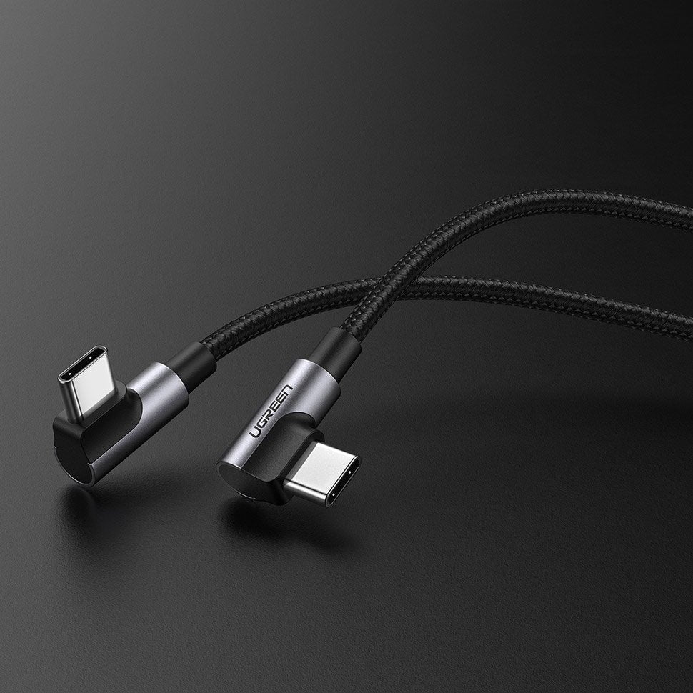 USB-C data- og opladningskabel - USB-C UGREEN US323 USB-C vinklet, 60W, 1m, sort