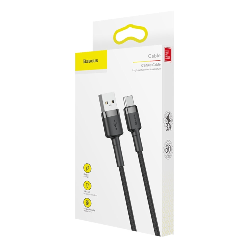 Data- og opladningskabel USB-A - USB-C Baseus Cafule, 60W, 0.5m, Sort CATKLF-AG1