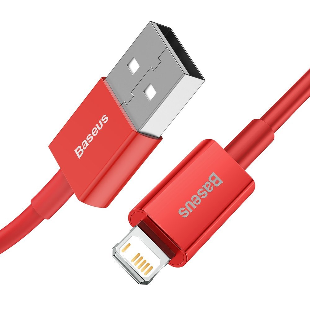 Data- og opladningskabel USB-A - Lightning Baseus Superior Series, 20W, 1m, rød CALYS-A09