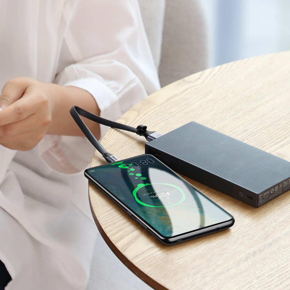 Data- og opladningskabel USB-A - USB-C Baseus Simple, 40W, 0,23m, Grå CATMBJ-BG1