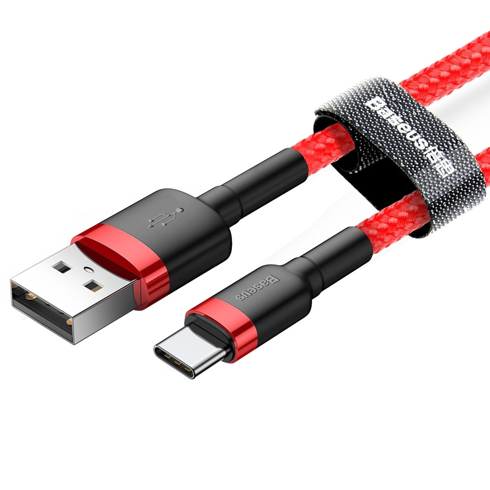 Data- og opladningskabel USB-A - USB-C Baseus Cafule, 60W, 0,5m, Rød CATKLF-A09