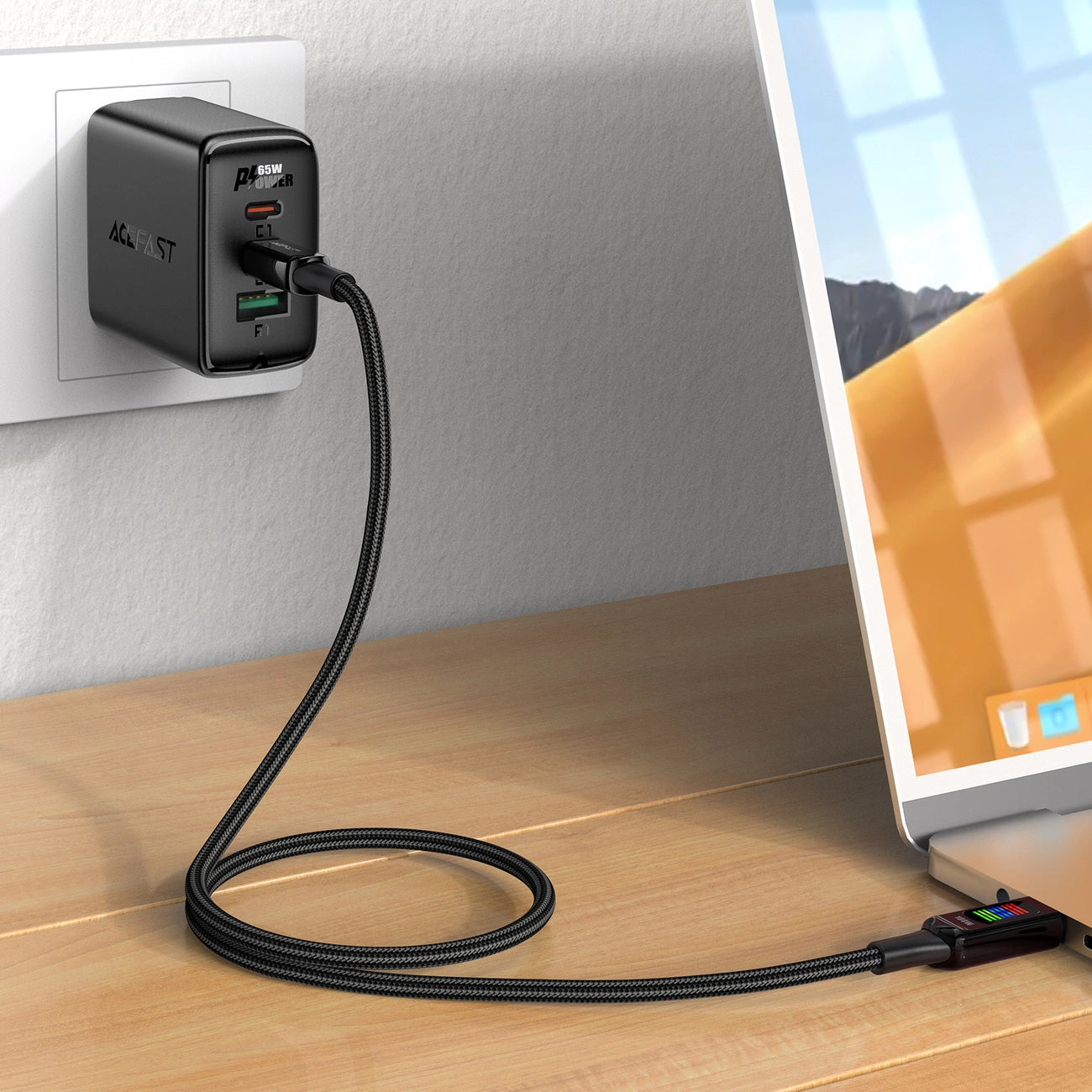 Data- og opladningskabel USB-C - USB-C Acefast C7-03, 100W, 1,2m, Sort