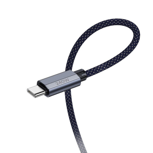 USB-C data- og opladningskabel - USB-C HOCO U134, 240W, 1,8m, grå, USB-C