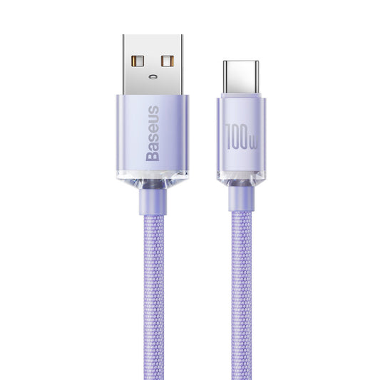 USB-A til USB-C Baseus Crystal Shine Series, 100W, 1,2 m, lilla CAJY000405