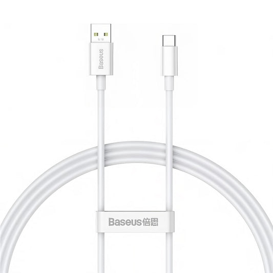 Data- og opladningskabel USB-A - USB-C Baseus Superior Series, 65W, 1m, hvid CAYS000902