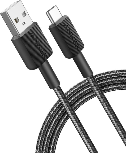 USB-A to USB-C Data and Charging Cable Anker 322, 18W, 0.9m, Black A81H5G11