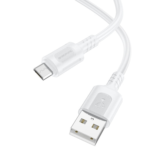 Data- og opladningskabel USB-A - microUSB Borofone BX111 Feliz, 18W, 1m, hvid